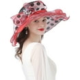 thumbnail image 5 of Organza Church Hats for Women,Big Brim Sun Hats,Fascinator Bridal Tea Party Wedding Hat, 5 of 5