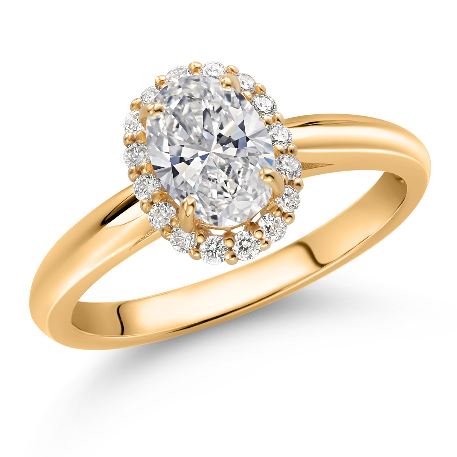 Gem Stone King 10K Yellow Gold Lab Grown Diamond Engagement Ring | 0.83 Cttw | Oval 7X5MM | DEF Color | VVS-VS Clarity | Wedding Engagement Anniversary Promise Gold Ring for Women (Size 5)