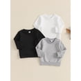thumbnail image 4 of Suealasg 3 Packs Toddler Boy Sweatshirts Solid Color Crew Neck Long Sleeve Pullover Tops Baby Boy Fall Clothes, 4 of 9