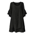 thumbnail image 5 of IUYRTFE Women's Summer Boho Peasant Dress with Tie Neck and Ruffle Hem 3/4 Sleeve Flowy Midi Dress, 5 of 5