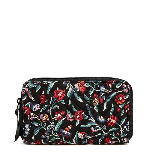 Vera Bradley Women's Cotton RFID Deluxe Travel Wallet in Perennials Noir