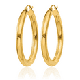 thumbnail image 3 of 14K Solid Yellow Gold 4mm Tube Round Medium Hoop Earrings, 3 of 10
