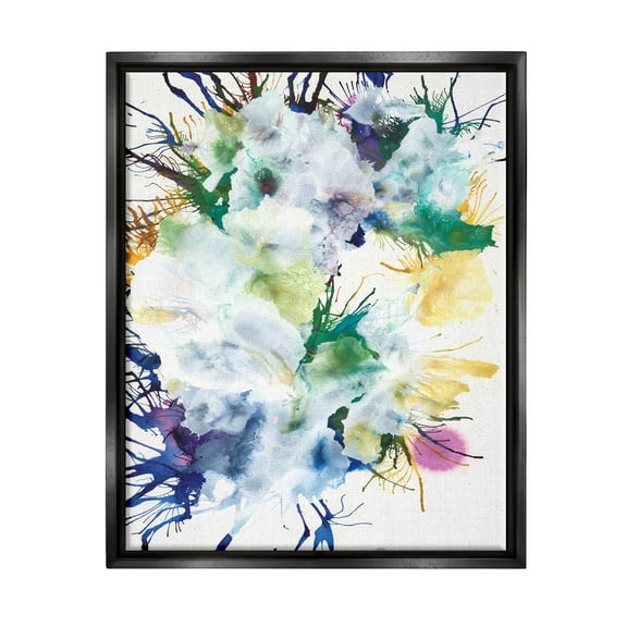 Stupell Industries Vivid Modern Chaotic Splatter Graphic Art Jet Black Floating Framed Canvas Print Wall Art, Design by Jodi Fuchs
