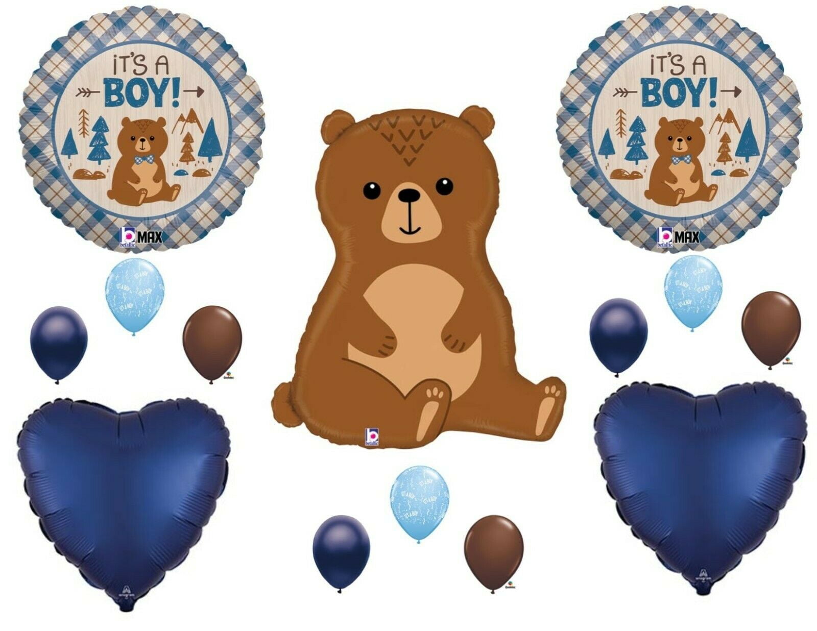 Baby Boy Brown Bear Shower Party Balloons Decoration Supplies Camping