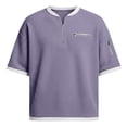 thumbnail image 4 of Akiihool Oversized Tee Men Men's T Shirts Short Sleeve Casual V Neck T-Shirt Soft Notch Neck Tee Classic Plain Shirts(Purple,L), 4 of 4