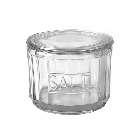 Salt Cellar Hours Creative Co-op Round Pressed Glass Salt Cellar, Clear, From the Casual Country Collection By Creative Coop ()