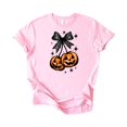 thumbnail image 4 of Halloween Jack-O-Lantern Pumpkin With Black Bow Shirt for Women, Teens & Girls Spooky Season Tee Pink Shirt Adult Large, 4 of 4