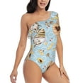 thumbnail image 3 of Easygdp Cute Gnome Bee Collects Honey Women's One Shoulder Ruffle Monokini Bathing Suits with Removable Chest Pad, Quick Drying - X-Large, 3 of 8