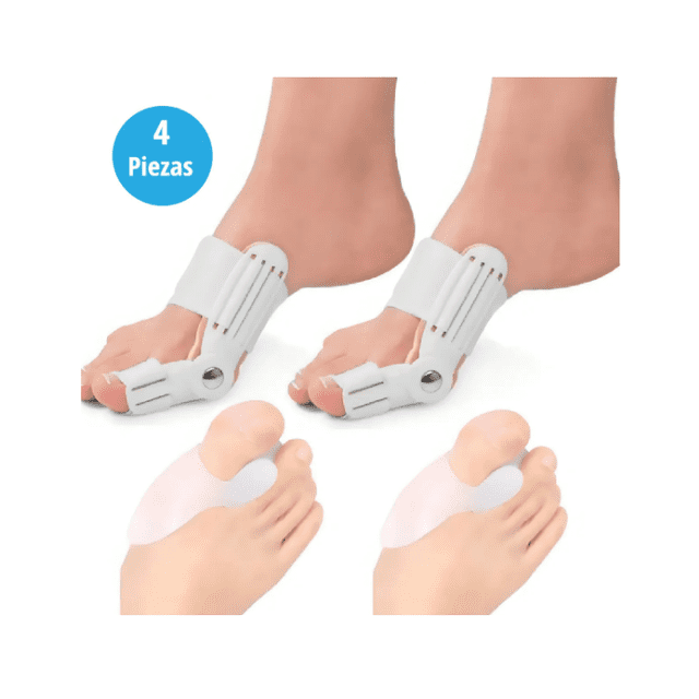 4 Pzas Ferulas Corrector Juanetes + Separadores De Dedos Color Blanco