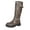 Coffee, variant on Black Long & Mid-Calf Boots For Women, Metal Buckle Design, Chunky Heel Casual Ankle Boots, Fall Winter Outdoor Fashion Footwear - Heel Height 1.57In