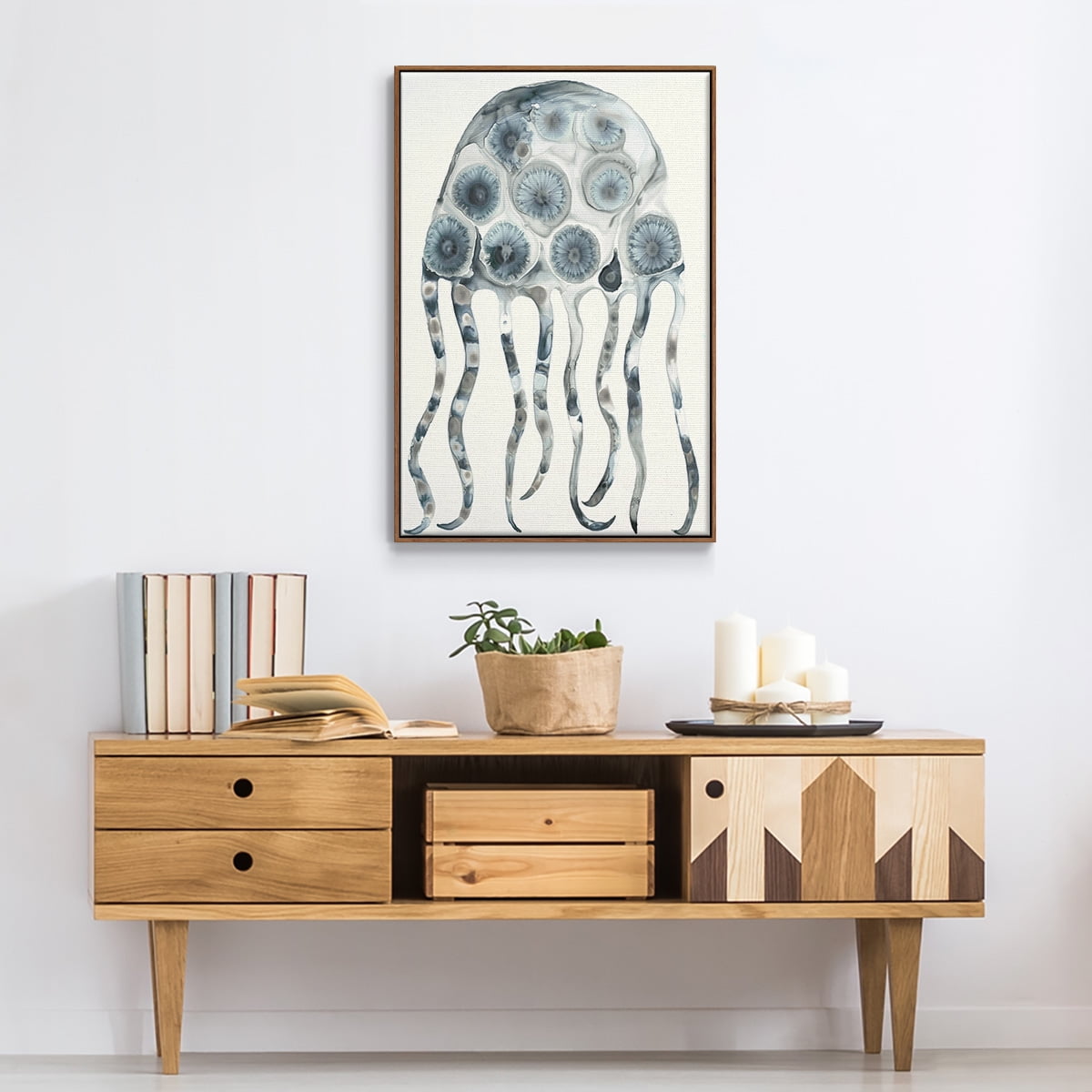 Silver Jelly Framed Premium Gallery Wrapped Canvas - Ready to Hang - 25 x 37 - Walnut Floating Frame