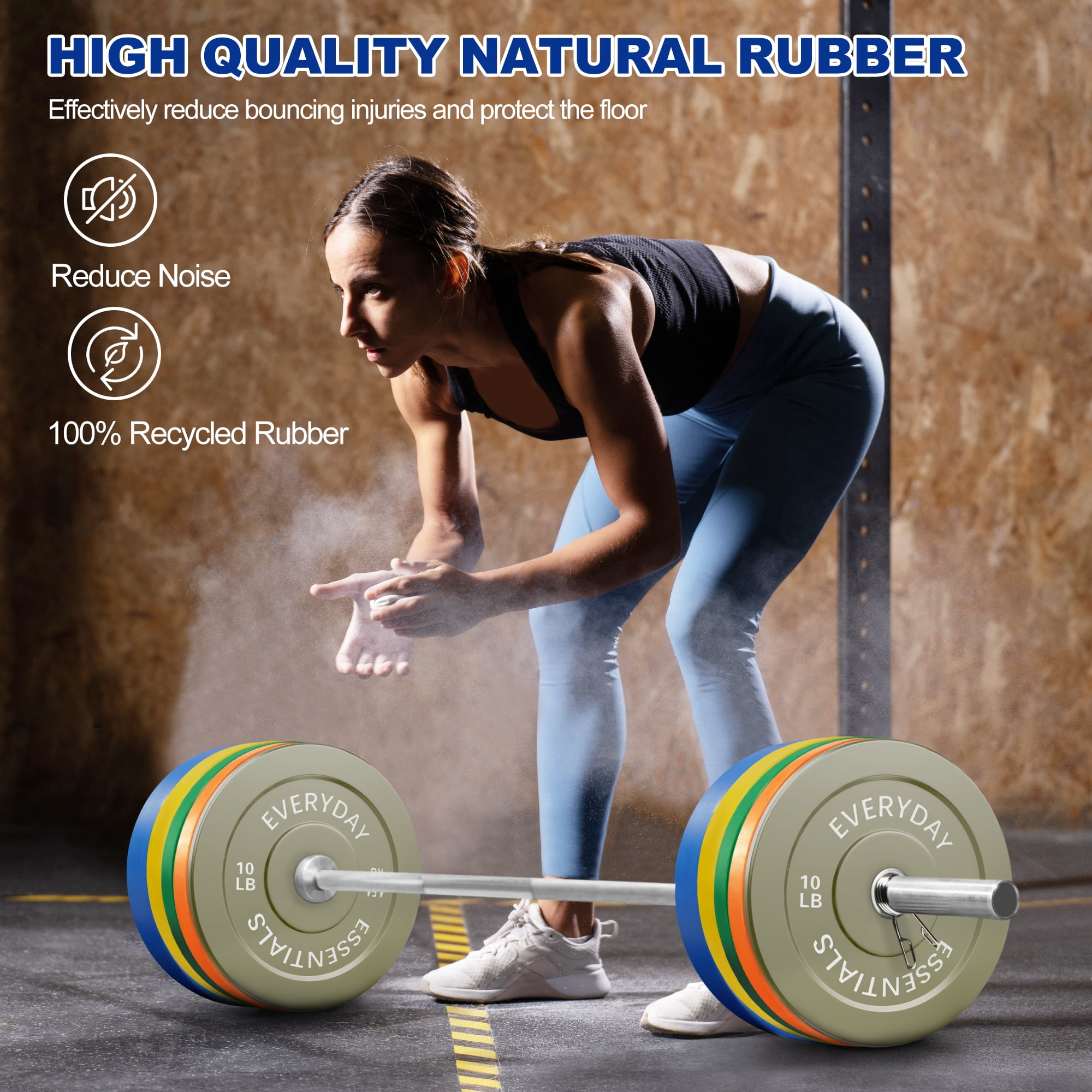 BalanceFrom 2" Olympic Bumper Plate Weight Plate Set with 7FT Barbell