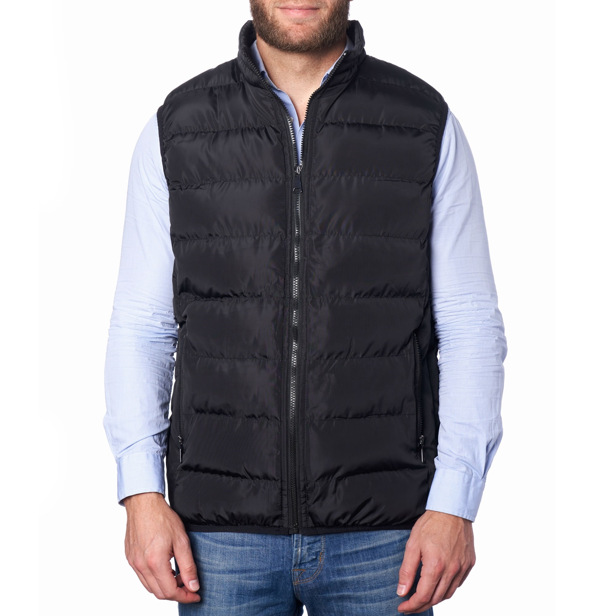 Mywu Mens Spring Fall Vest Puffer Lightweight Stand Collar Quilted Sleeveless Jackets 