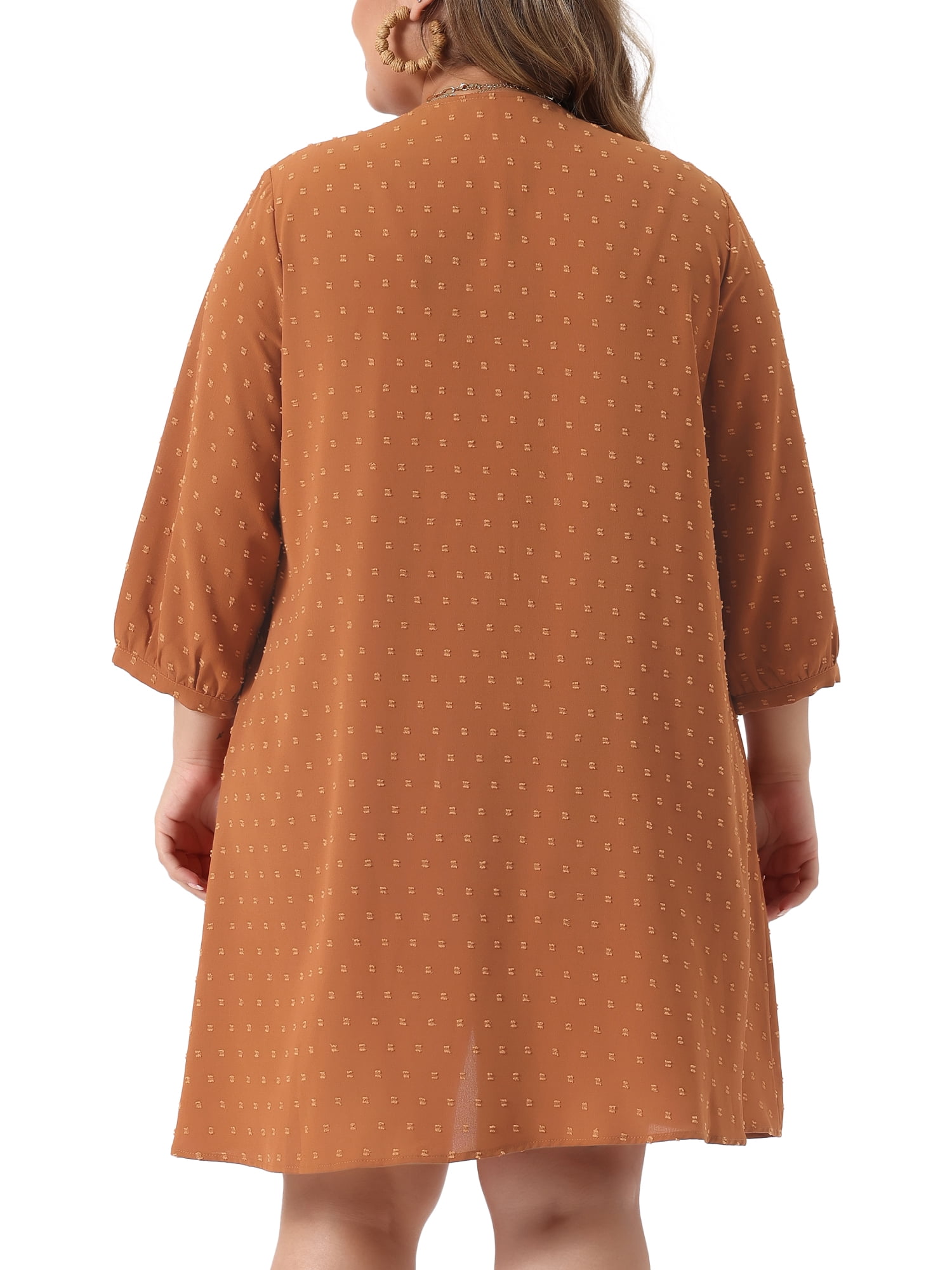 DARING DIVA Plus Size 3/4 Sleeve Swiss Dots Cover Up Cardigan 2X Orange