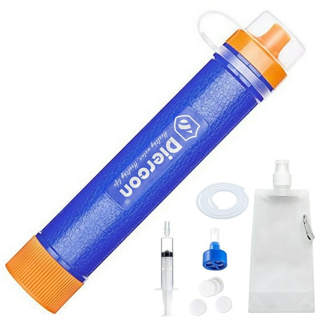 Purificador de agua portátil Pajita de filtro de agua personal Equipo portátil de filtración de 3 etapas para beber Camping Senderismo Caza y preparación para emergencias Maboto Purificador de agua portátil
