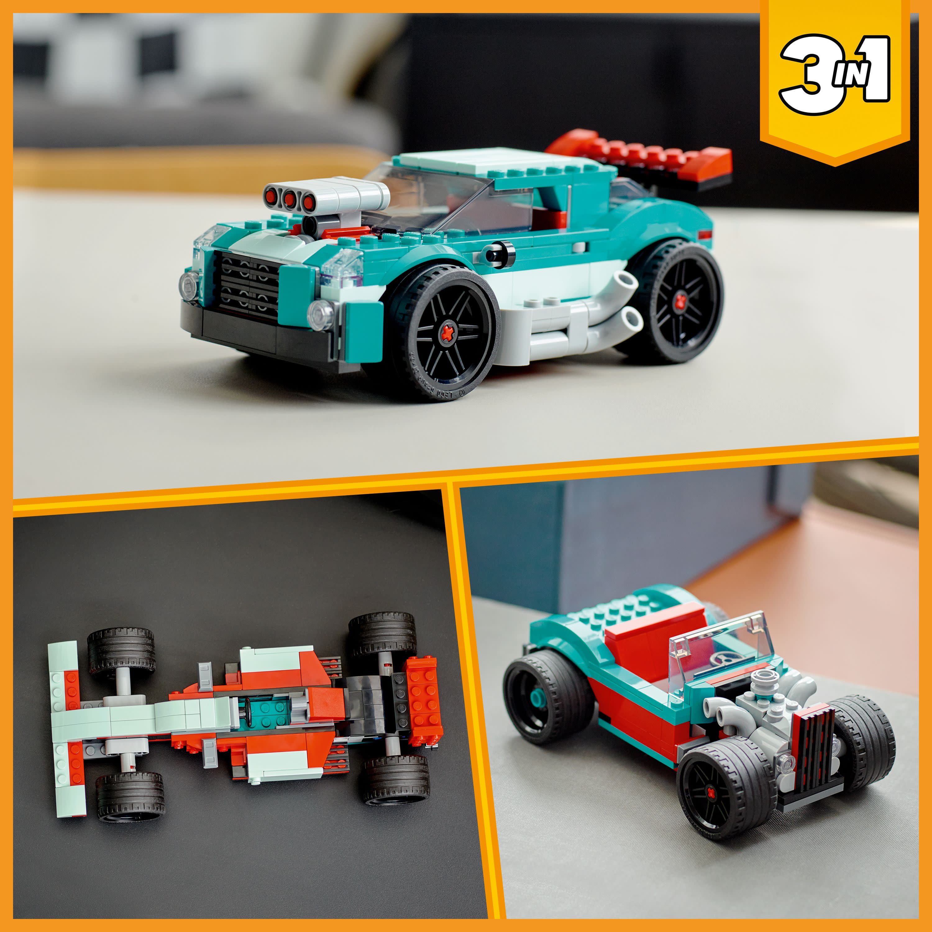 LEGO Creator 3 in 1 Street Racer, Macchine Giocattolo, Auto da Corsa,  Giochi per Bambini dai 7 Anni, Idee Regalo, Set di Costruzione con  Mattoncini 31127 : : Giochi e giocattoli