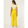 thumbnail image 4 of DARING DIVA Women's Button Front High Waist Belted Overall Jumpsuit M Light Yellow, 4 of 6