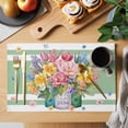 thumbnail image 2 of Watercolor Floral Placemats Set of 8, Spring Flowers Butterflies Leaves Green Placemats for Dining Table, Place Mats for Kitchen Tabletop, Waterproof Wipeable Dining Table Mats Set, 2 of 9