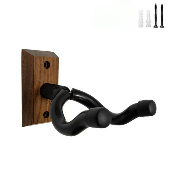 Guitar Wall Mount, Guitar Hangers Hooks Bracket Holder Stand for Acoustic and Electric Guitars Bass Banjo Mandolin, Walnut Wood Base