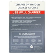 Merkury Innovations 5.4A Wall Charger - 3 USB-A + 1 USB-C, Foldable Plug, White
