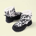 thumbnail image 4 of Otqutp Toddler Kids Leopard Snow Boots Winter Cozy Warm Chunky Fleece Shoes Thicken Non Slip Outdoor Lightweight Hiking Shoes, 4 of 5