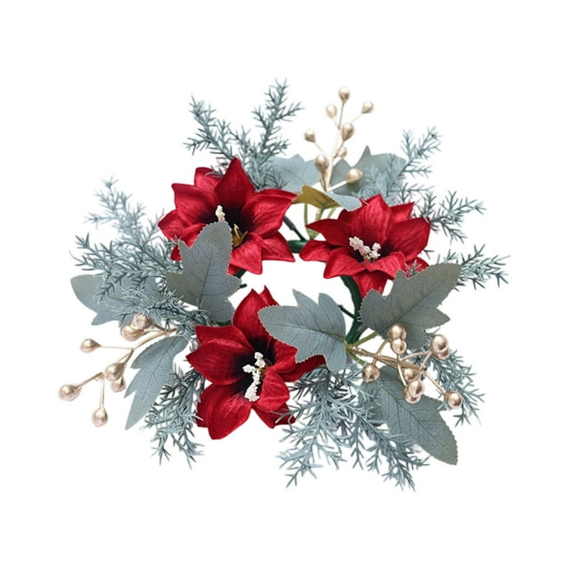 Guirlande Décorations de Noël et Décorations de Table Anneau de Bougie Pommes de Pin Baies Rouges Centre Suspendu