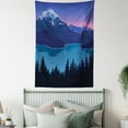 thumbnail image 4 of Adventure Tapestry, Illustration of a Mountainous Landscape Scene and a Forest at Night, Wall Hanging for Bedroom Living Room Dorm Decor, 60W X 80L Inches, Blue Night Blue and Pink, by Ambesonne, 4 of 5