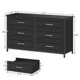 thumbnail image 3 of IKENO 6 Drawer Double Dresser for Bedroom, Wood Dressers & Chest of Drawers for Living Room, Entryway, Storage Closet Dressers with Wide Drawers & Metal Handle, Black, 3 of 6