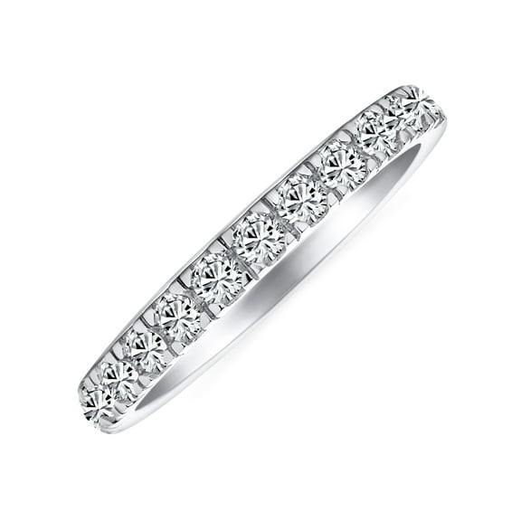 Bling Jewelry Womens Cubic Zirconia Cocktail Statement Ring: Clear CZ Half Eternity Wedding Band