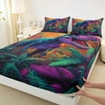 thumbnail image 3 of Manfei Wild dinosaur Bed Sheets,Tropical Botanical Flam King Sheets,Colorful Plant Sheet Set For Boys Kids,Ultra Soft Home Decor,4 Pieces, 3 of 7
