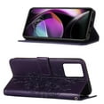 thumbnail image 3 of SaniMore Case for Motorola Moto G 5G (6.5" 2023), PU Leather Skin with Luxury Embossed Butterfly [Wrist Strap & Card Slots & Flip Kickstand] Full-body Shockproof Business Wallet Cover, Purple, 3 of 7