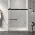 thumbnail image 2 of 56-60"W x 70"H Frameless Double Sliding Shower Door, 5/16"(8mm) Glass, Black, 2 of 7