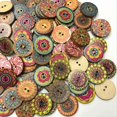 thumbnail image 3 of 100pcs/Bag Round Assorted Floral Printed Wooden Decorative Buttons for DIY Sewing Crafts Color Random, 3 of 5