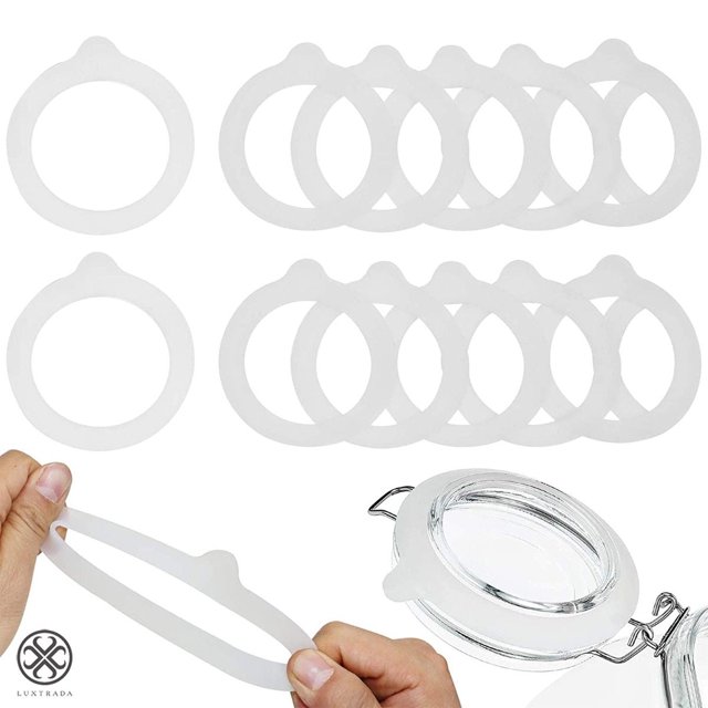 Luxtrada - 12 juntas de silicona para tarros, anillos de sellado de silicona de repuesto, anillos de sellado hermético de goma para tarros de conserva de boca regular, 3,7 pulgadas