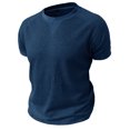 thumbnail image 4 of LWavelet Waffle Knit Men's T-Shirt Breathable for Everyday Casual and Relaxed Wear Navy XL, 4 of 5