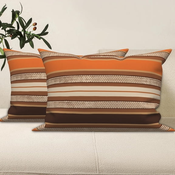 Pack of 2 Farmhouse Striped Decorative Throw Pillow Covers 12x20 Double-Sided Couch Lumbar Pillow Cover for Sofa