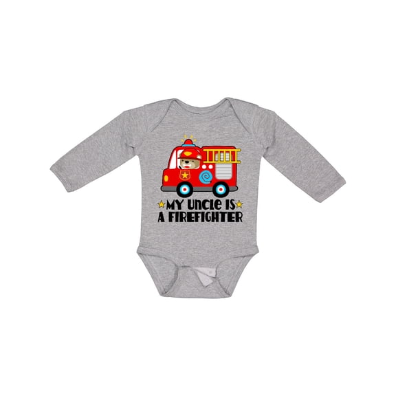 Inktastic Fireman Uncle is a Firefighter Boys or Girls Long Sleeve Baby Bodysuit