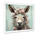 thumbnail image 2 of Designart "Cute Portrait of Floral Donkey" Animals Framed Wall Art Decor - Modern Grey Donkey Entryway Framed Wall Art Print, 2 of 6