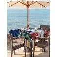 thumbnail image 2 of Outdoor Tablecloth with Umbrella Hole and Zipper, Navy Blue Snowman Square Table Cloth 54x54 Inch Waterproof Tablecloth, Christmas Poinsettia Winter Snowflake Picnic Table Cover for Patio Camping, 2 of 7
