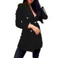 thumbnail image 1 of Chaquetas de oficina Chaqueta larga informal ligera y fina para mujer, abrigo ajustado de manga larga con botones en el pecho, abrigos con bolsillos, chaqueta con botones,blazer moda（Negro， M), 1 of 5