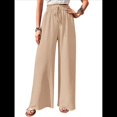 thumbnail image 2 of Pantalones de Salón de Pierna para Mujer, Cintura Alta, Ajustables, con Nudo de Lazo, Holgados. Albaricoque M, 2 of 10