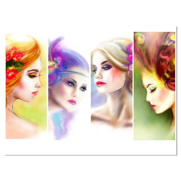Design Art Colorful Women Face Collage Canvas Print