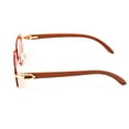 thumbnail image 6 of Rimless Gold Frame Vintage Designer Buffs Woodgrain Arm Red Lens Sun Glasses Unisex Hip Hop Rectangle Sunglasses For Men Women Square Retro 90s Frameless Shades, 6 of 6