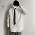 thumbnail image 2 of Camisas Para Hombre Talla Extra Uniformes Hombres Chicos Sólido Camisa de manga larga con botones Trajes de primavera y verano (White, M), 2 of 4