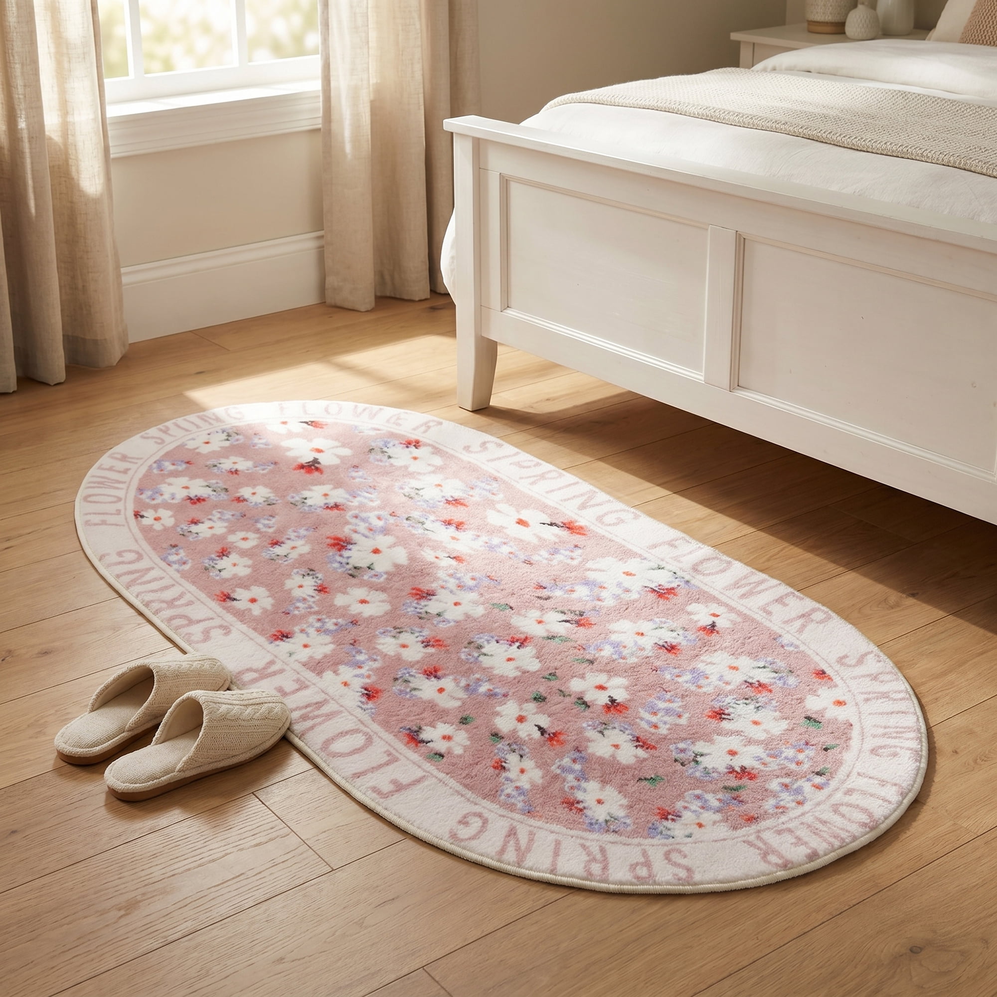 Unique Bargains Shaggy Area Rug Faux Fur Non-Slip Long Area Rug 47" x 16" Floral Pattern