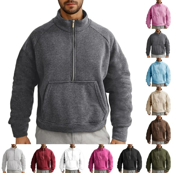 Namayuj Mens Sweatshirts Casual Solid Color Round Neck Sweatshirt Oversized Pullover Tops Workout Long Sleeve T-shirts