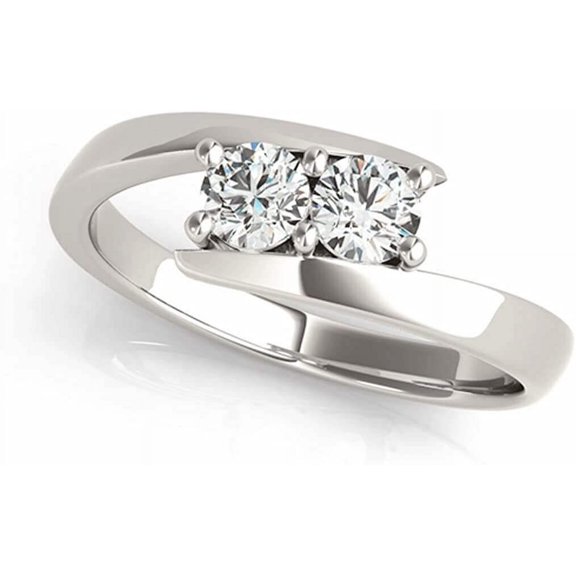 JewelMore Two-Stone Forever Us Ring 1/2 ct tw Diamonds 14K White Gold with Certificate (H-I / SI2-I1)
