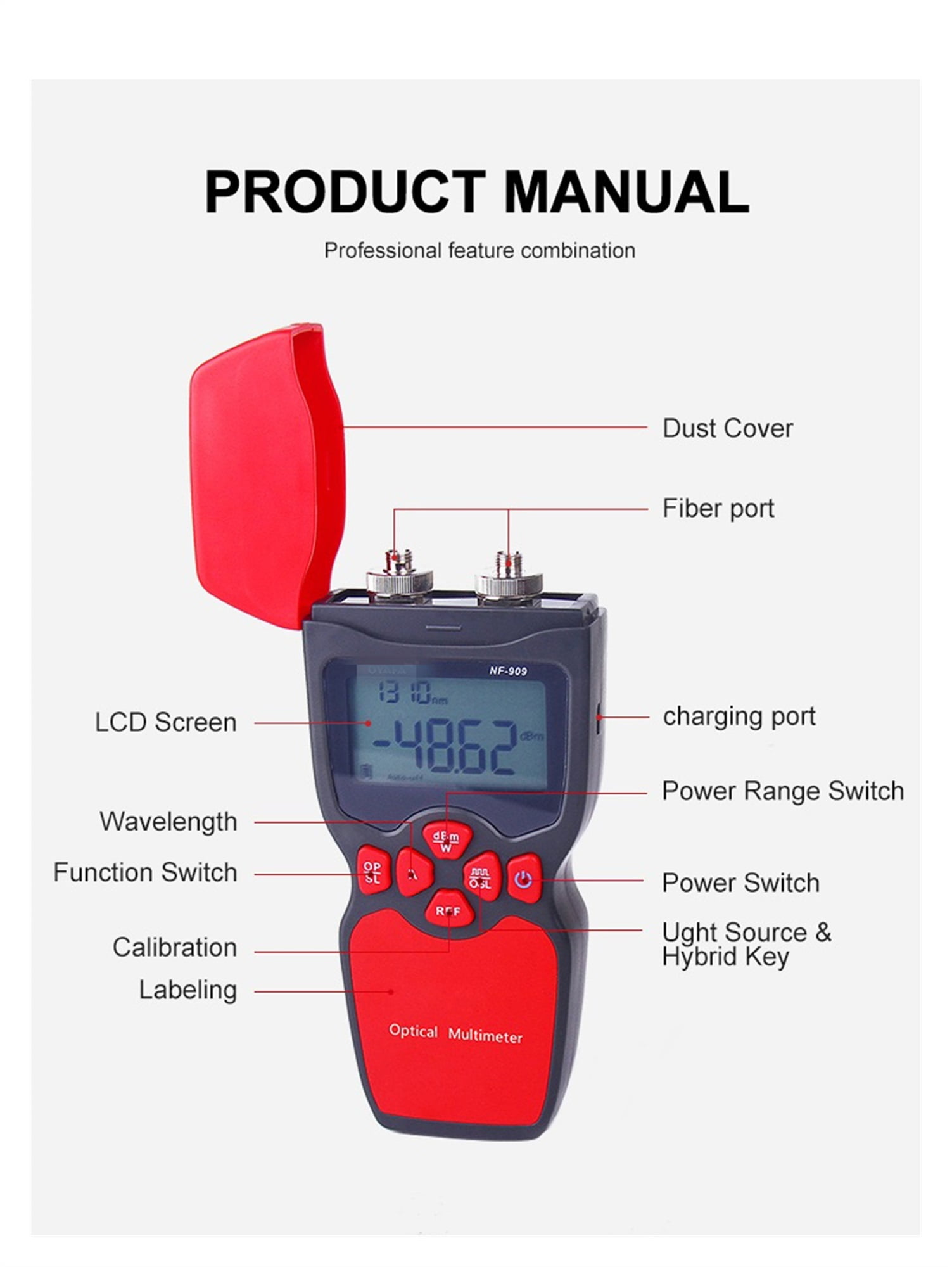 2-IN-1 Power Meter + Light Source Mini Portable Digital Multimeter Fiber Optical Power Meter And Light Source ,Fast Responses