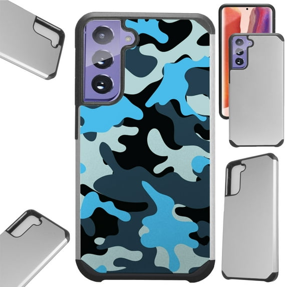 Compatible with Samsung Galaxy S21 Plus 5G Hybrid Fusion Guard Phone Case Cover (Blue Black Camouflage)