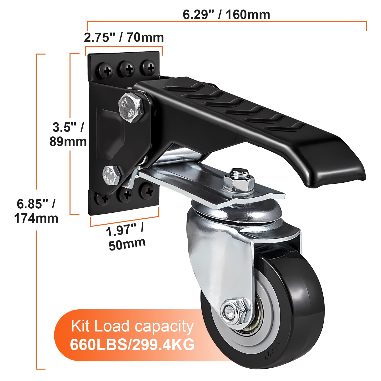 VEVOR Workbench Casters Kit Heavy Duty Retractable Wheels 165 lbs Load Set of 4